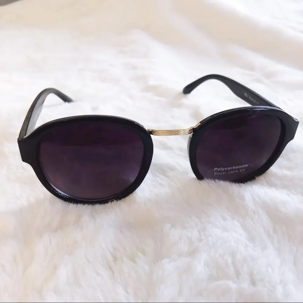 Mya Black & Gold Round Fashion Sunglasses